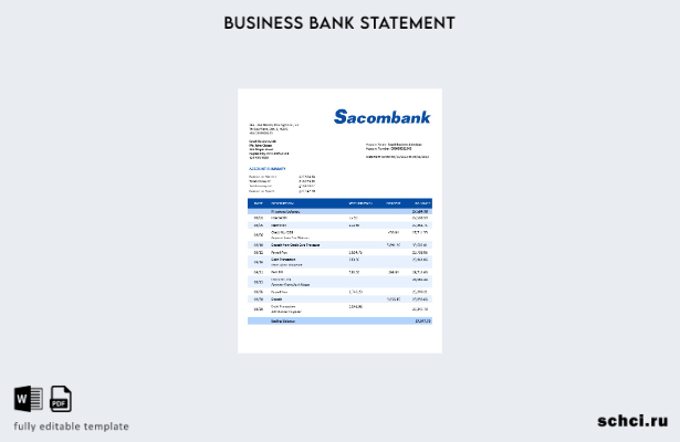 цифровая загрузка выписки по текущему счету организации Sacombank Шаблон Word и 